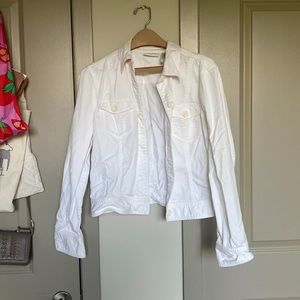White jacket with a pop of color